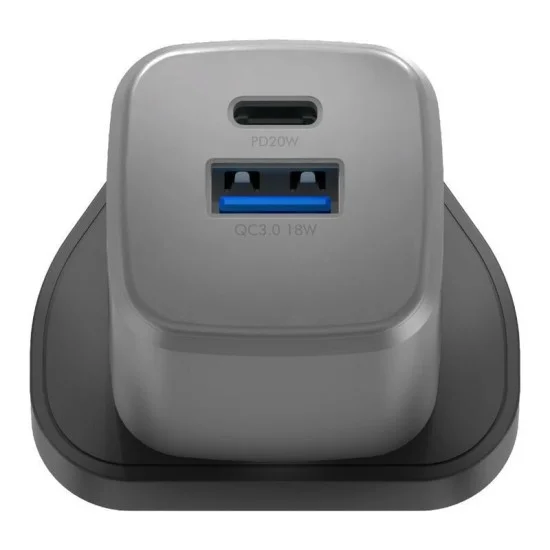 Energea Ampcharge Gan20, 1C1A Pd/Qc3.0 Wall Charger,20W (Uk) - Gunmetal